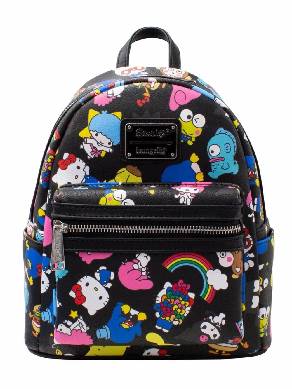 NWT LOUNGEFLY Sanrio Hello Kitty Mini Black Backpack All Over Print